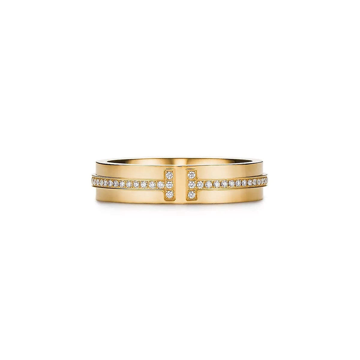 18K Gold Diamond Tiffany T Ring