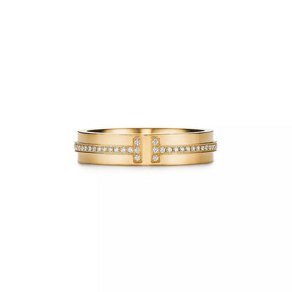 18K Gold Diamond Tiffany T Ring