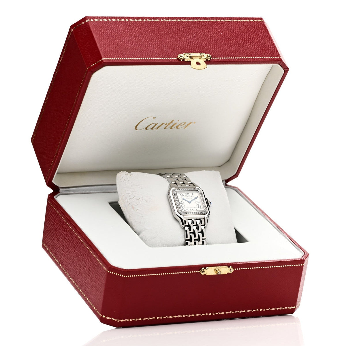 Cartier Stainless Steel Diamond 27mm Panthere Quartz Watch White