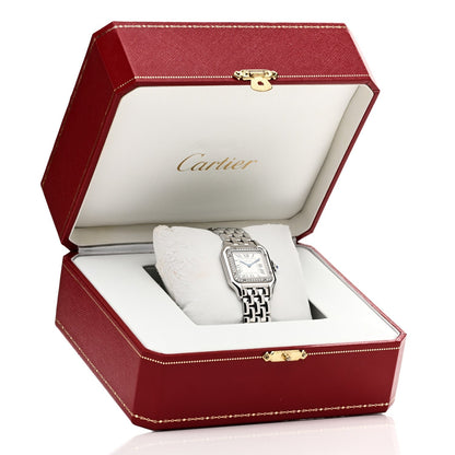 Cartier Stainless Steel Diamond 27mm Panthere Quartz Watch White