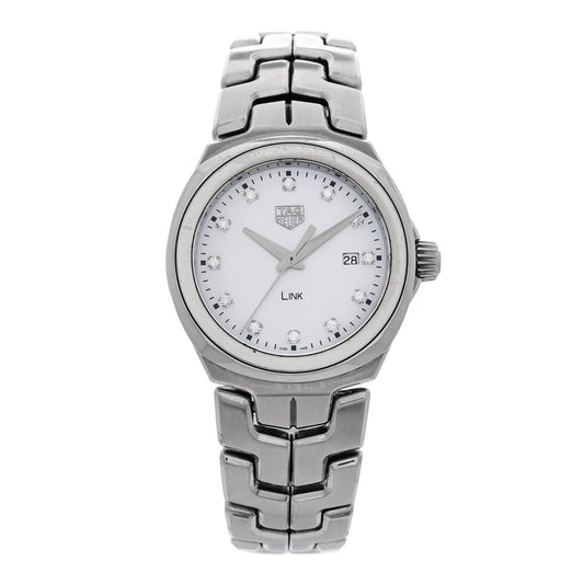Tag Heuer Stainless Steel Diamond Mother of Pearl 32mm Link Watch WBC1312