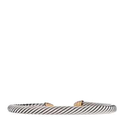David Yurman Sterling Silver 18K Yellow Gold Diamond 5mm Cable Classics Bracelet
