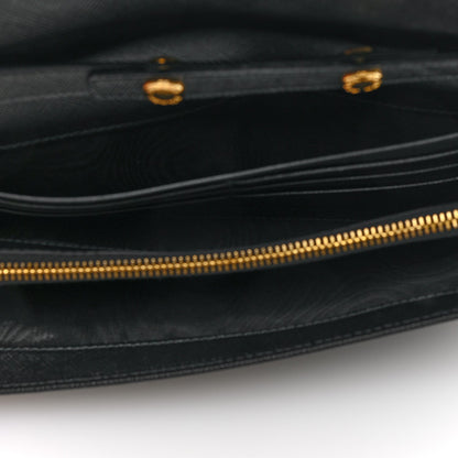Prada Vitello Move Metal Oro Chain Wallet Black 1989410