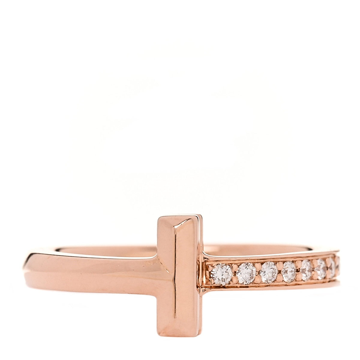 Tiffany 18K Rose Gold Diamond 2.5mm T T1 Ring 50 5.5