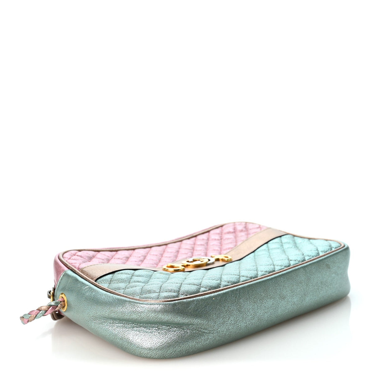 Gucci Laminated Nappa Trapuntata Small Zumi Shoulder Bag Rosa Lago Rame