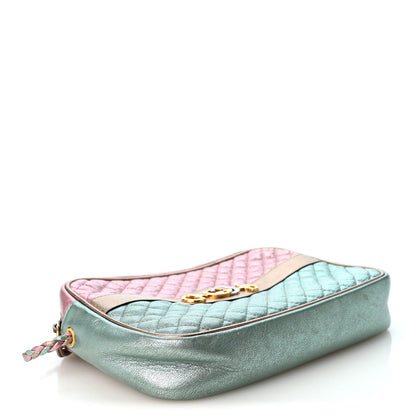 Gucci Laminated Nappa Trapuntata Small Zumi Shoulder Bag Rosa Lago Rame