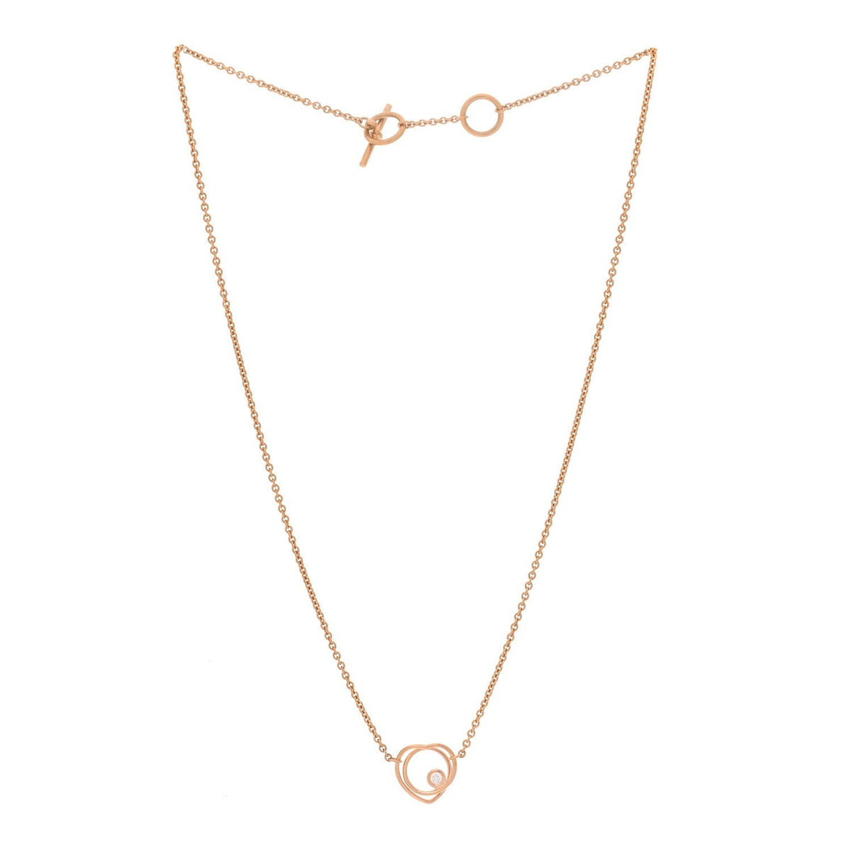 Hermes 18K Rose Gold Diamond TPM Vertige Coeur Necklace