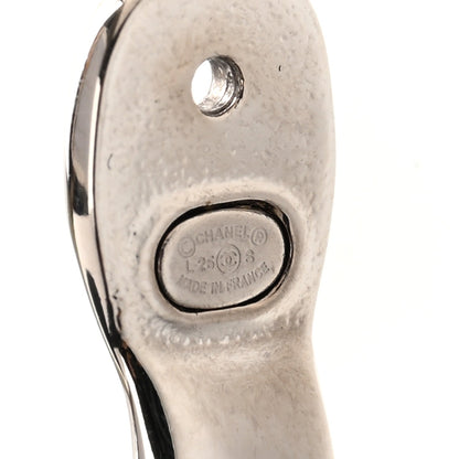 Chanel Metal CC Turnlock Drop Earrings Silver