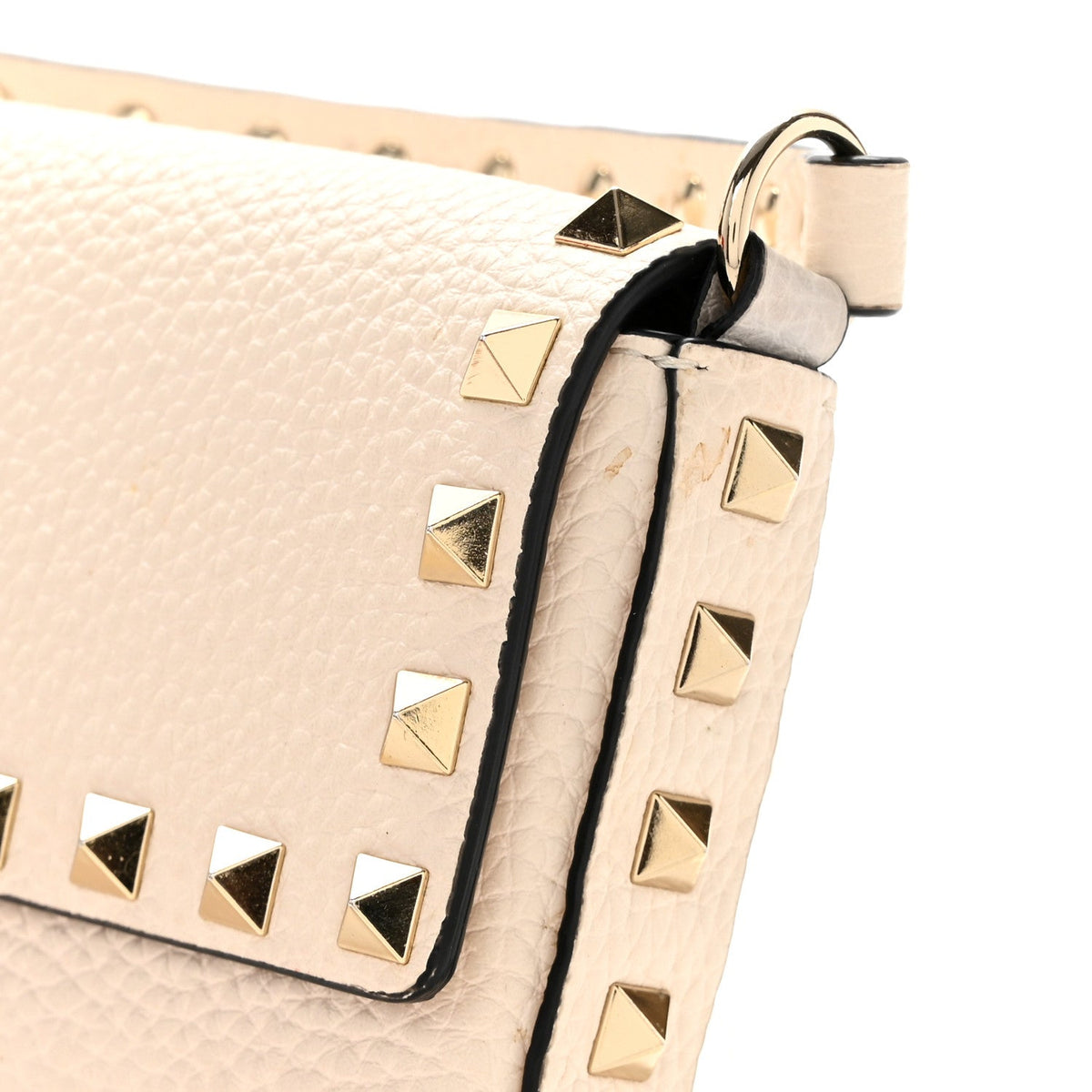 Valentino Garavani Grainy Calfskin Rockstud Crossbody Pouch Light Ivory