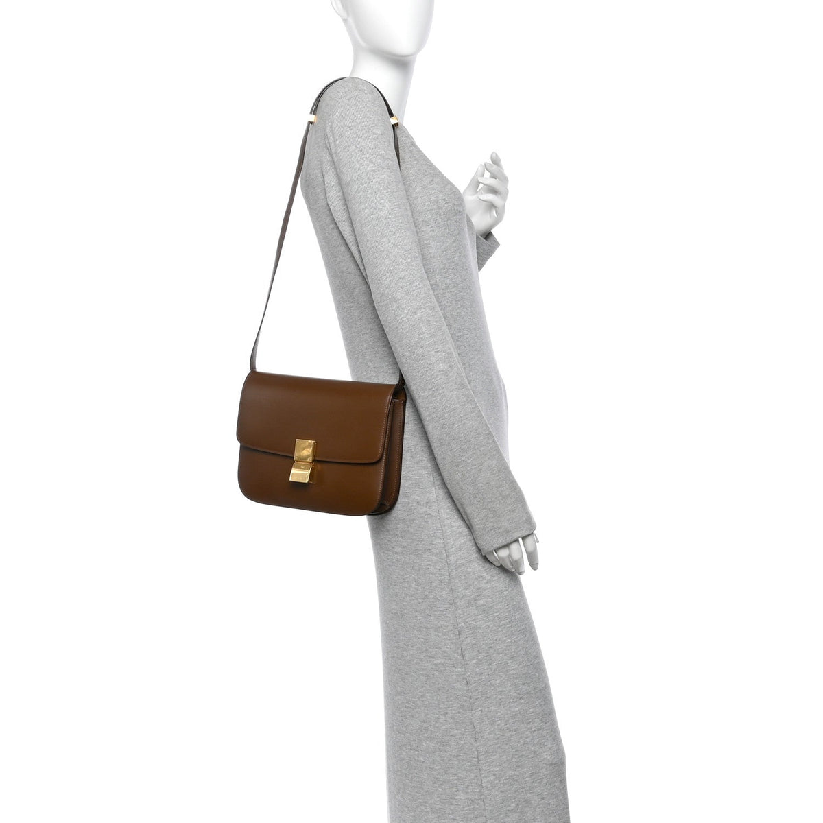 Celine Box Calfskin Medium Classic Box Flap Bag Camel 1985547