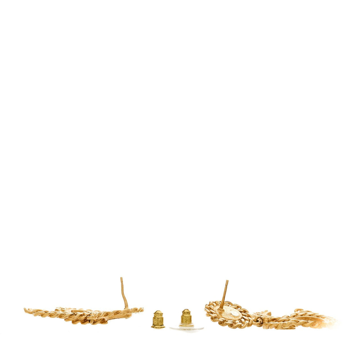 Chanel Metal Pearl CC Chain Drop Earrings Gold
