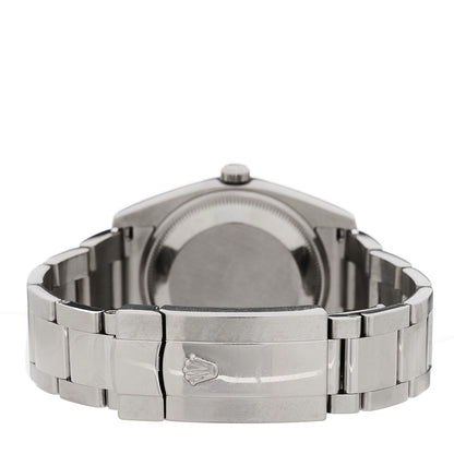 Rolex Stainless Steel 18K White Gold Diamond 34mm Oyster Perpetual Date Watch White Roman 115234