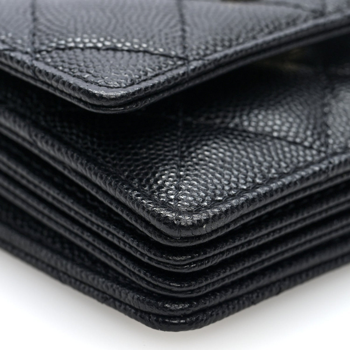 Chanel Caviar Quilted CC Stars Card Holder On Chain Black