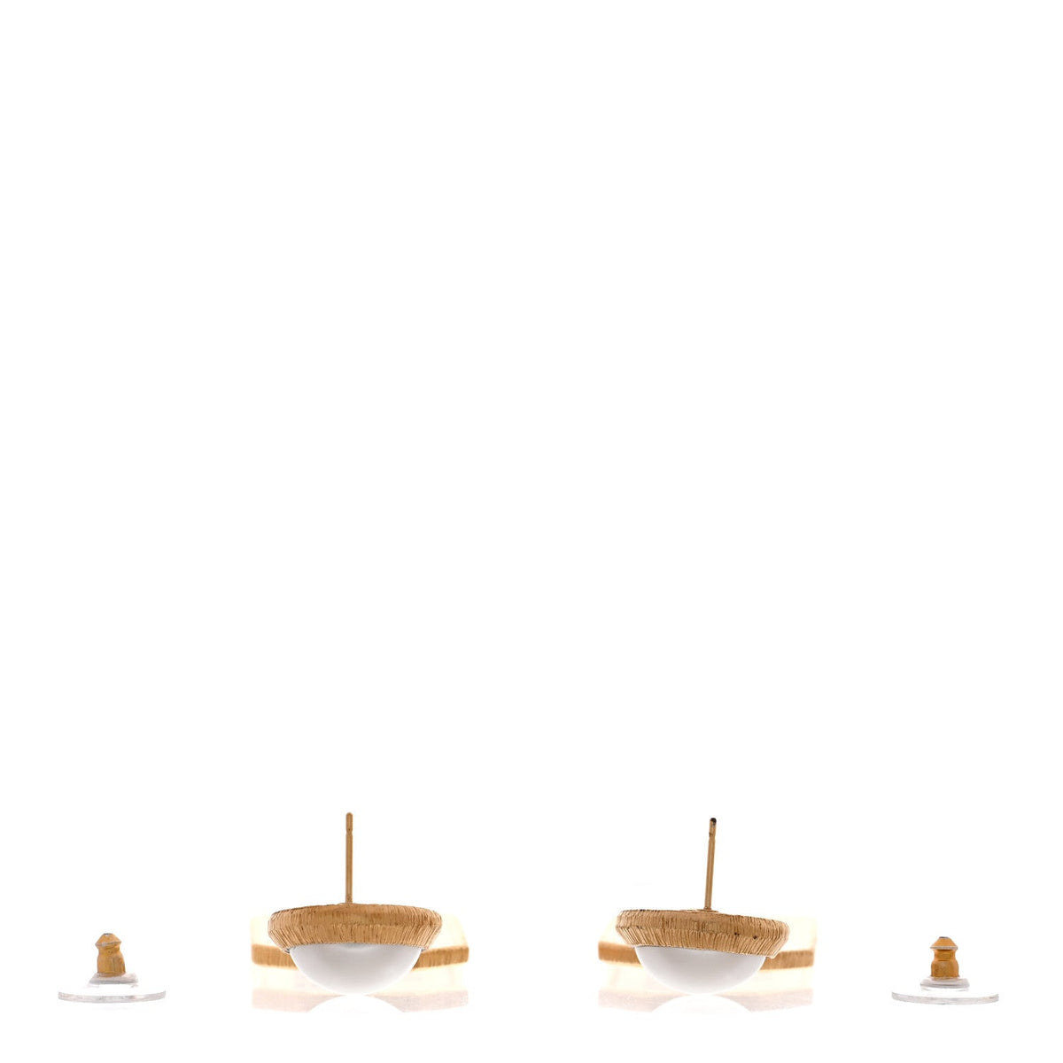 Chanel Resin Pearl CC Tags Drop Earrings Gold