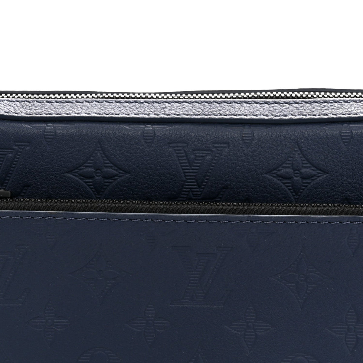 Louis Vuitton Calfskin Monogram Shadow Trio Messenger Navy