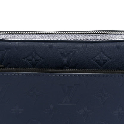Louis Vuitton Calfskin Monogram Shadow Trio Messenger Navy