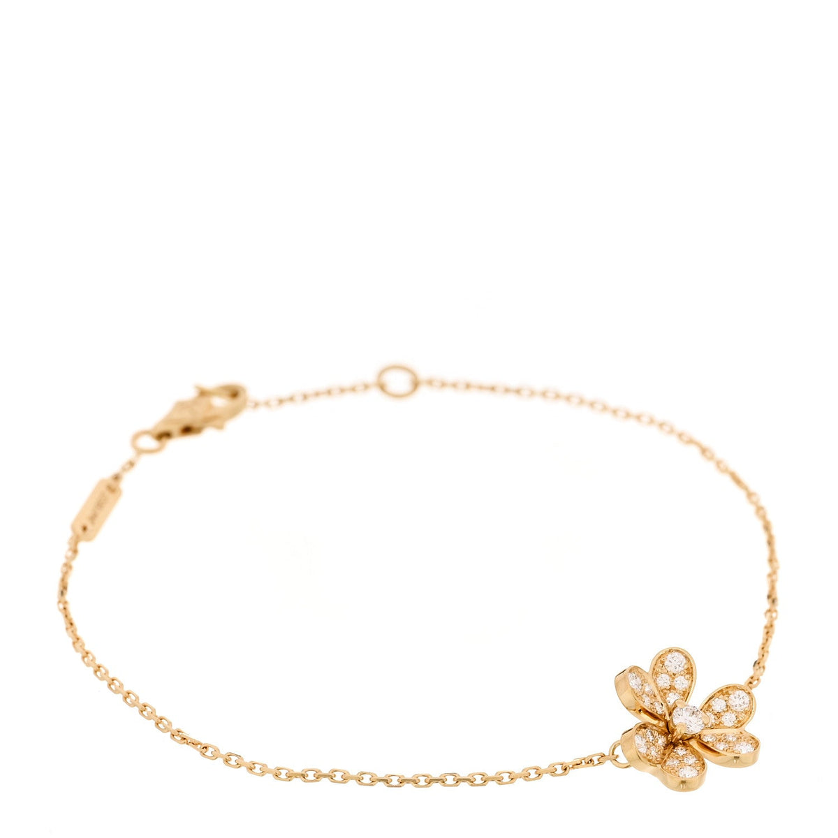 Van Cleef & Arpels 18K Yellow Gold Diamond Mini Frivole Pave Bracelet