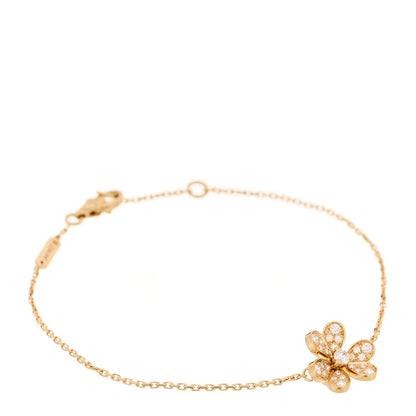 Van Cleef & Arpels 18K Yellow Gold Diamond Mini Frivole Pave Bracelet