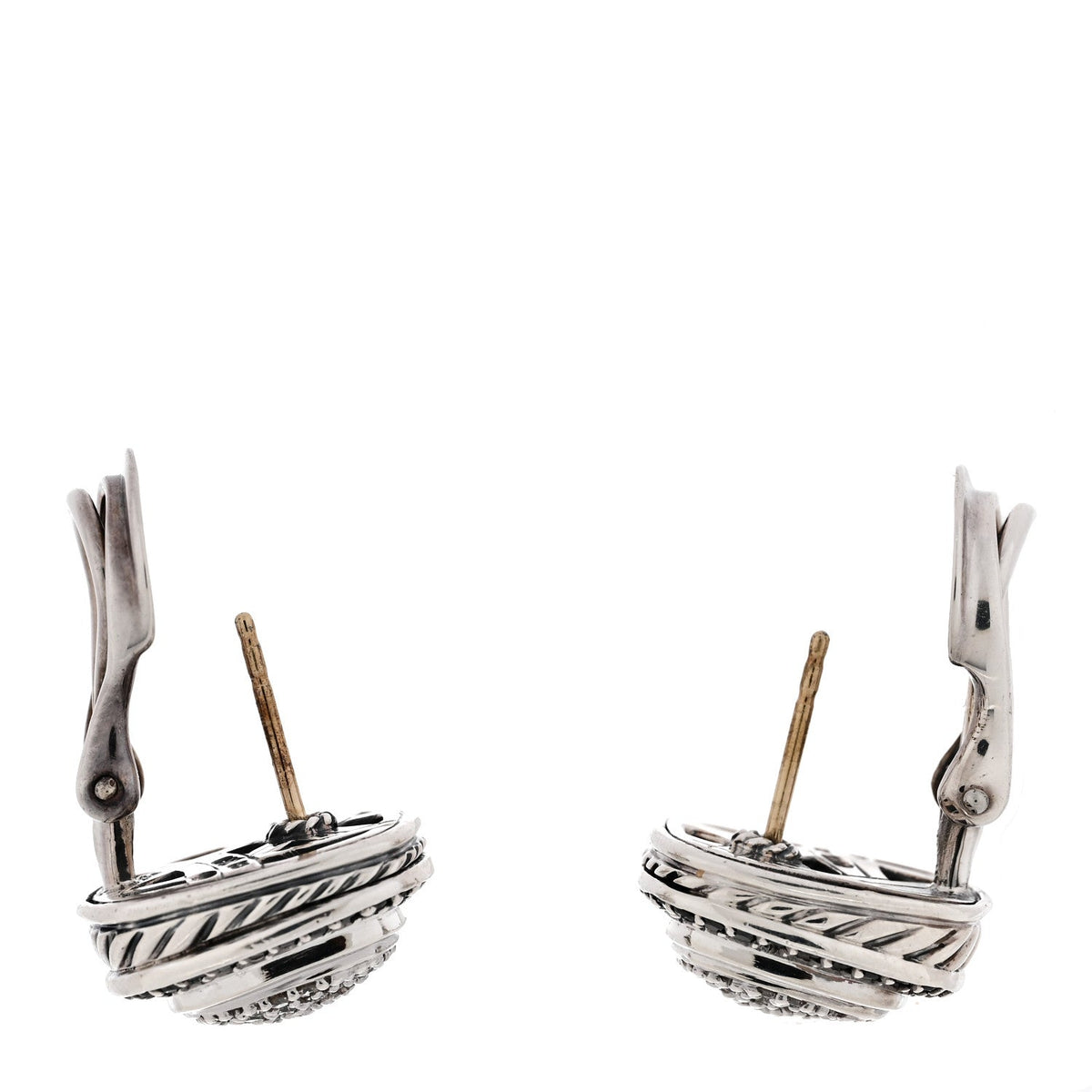 David Yurman Sterling Silver Black Diamond 11mm Pavé Albion Earrings