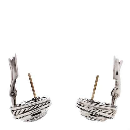 David Yurman Sterling Silver Black Diamond 11mm Pavé Albion Earrings