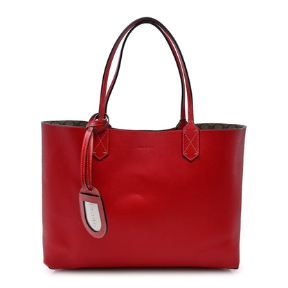 Gucci GG Supreme Monogram Medium Reversible Tote Beige Red