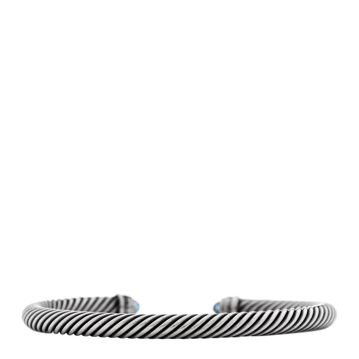 David Yurman Sterling Silver Diamond Blue Topaz 5mm Cable Classics Bracelet