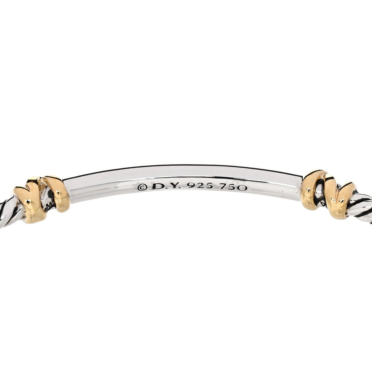 David Yurman Sterling Silver 18K Yellow Gold Diamond Helena Cuff Bracelet