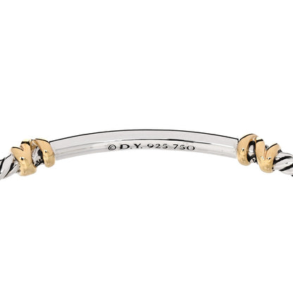 David Yurman Sterling Silver 18K Yellow Gold Diamond Helena Cuff Bracelet