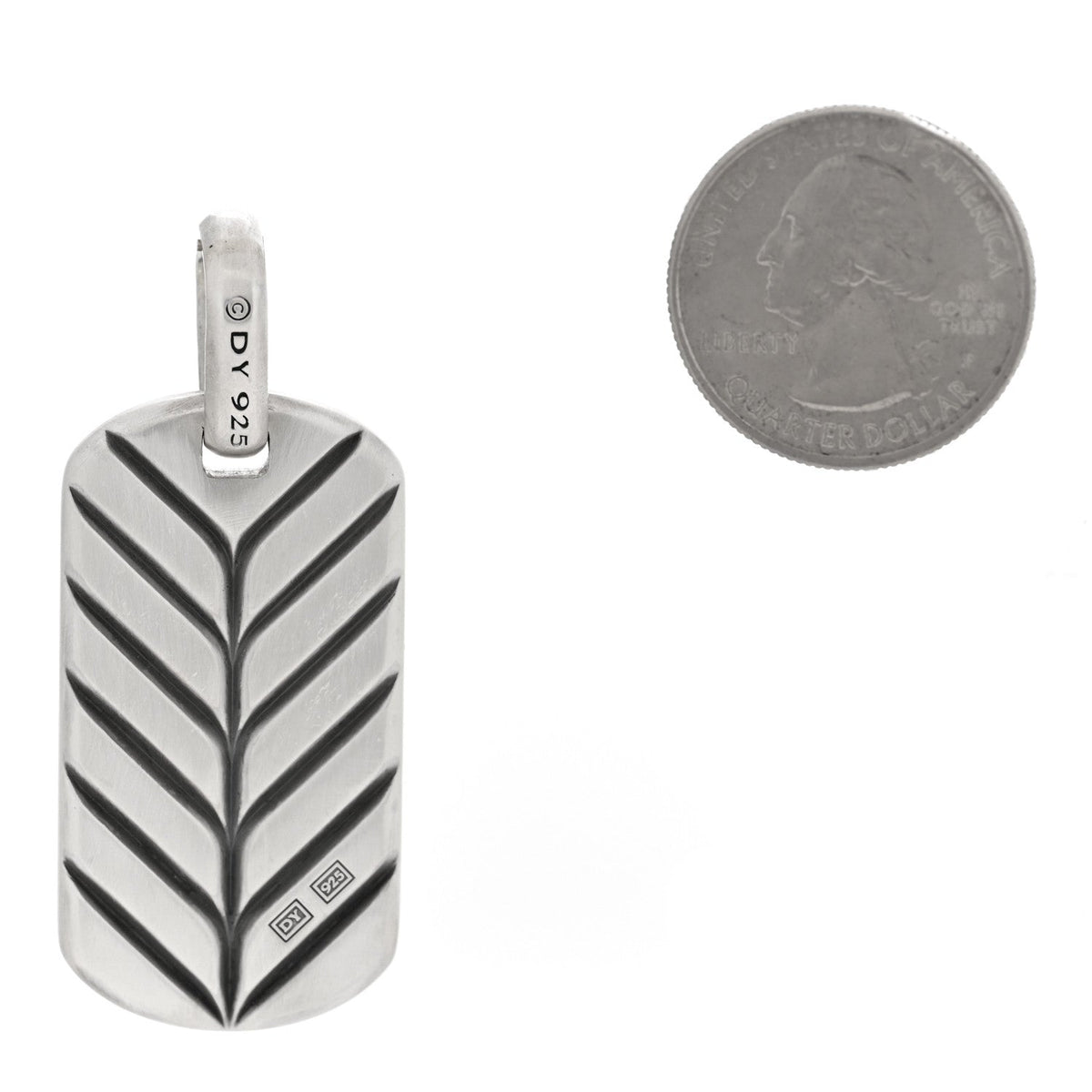 David Yurman Sterling Silver Pietersite 42mm Dog Tag Pendant