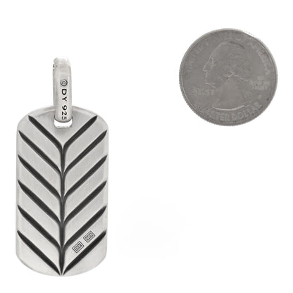 David Yurman Sterling Silver Pietersite 42mm Dog Tag Pendant