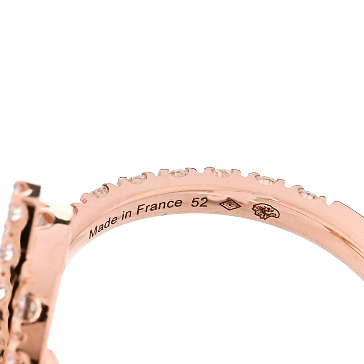 Hermes 18K Rose Gold Diamond Finesse Ring 52 6