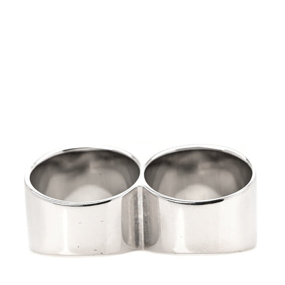 Louis Vuitton X NIGO Stainless Steel Strass Squared Double Ring L Silver