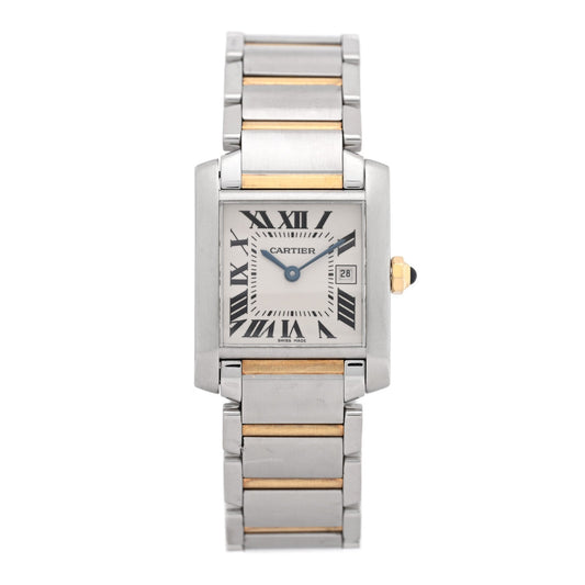 Cartier Stainless Steel 18K Yellow Gold 25mm Tank Francaise Quartz Watch