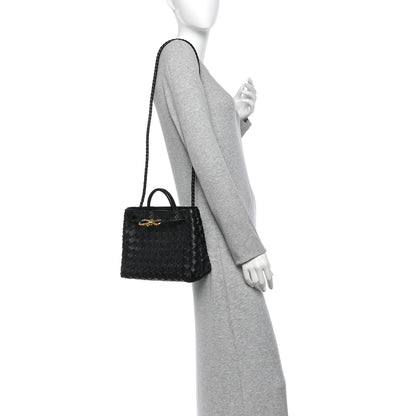 Bottega Veneta Nappa Intrecciato Small Andiamo Shoulder Bag Black