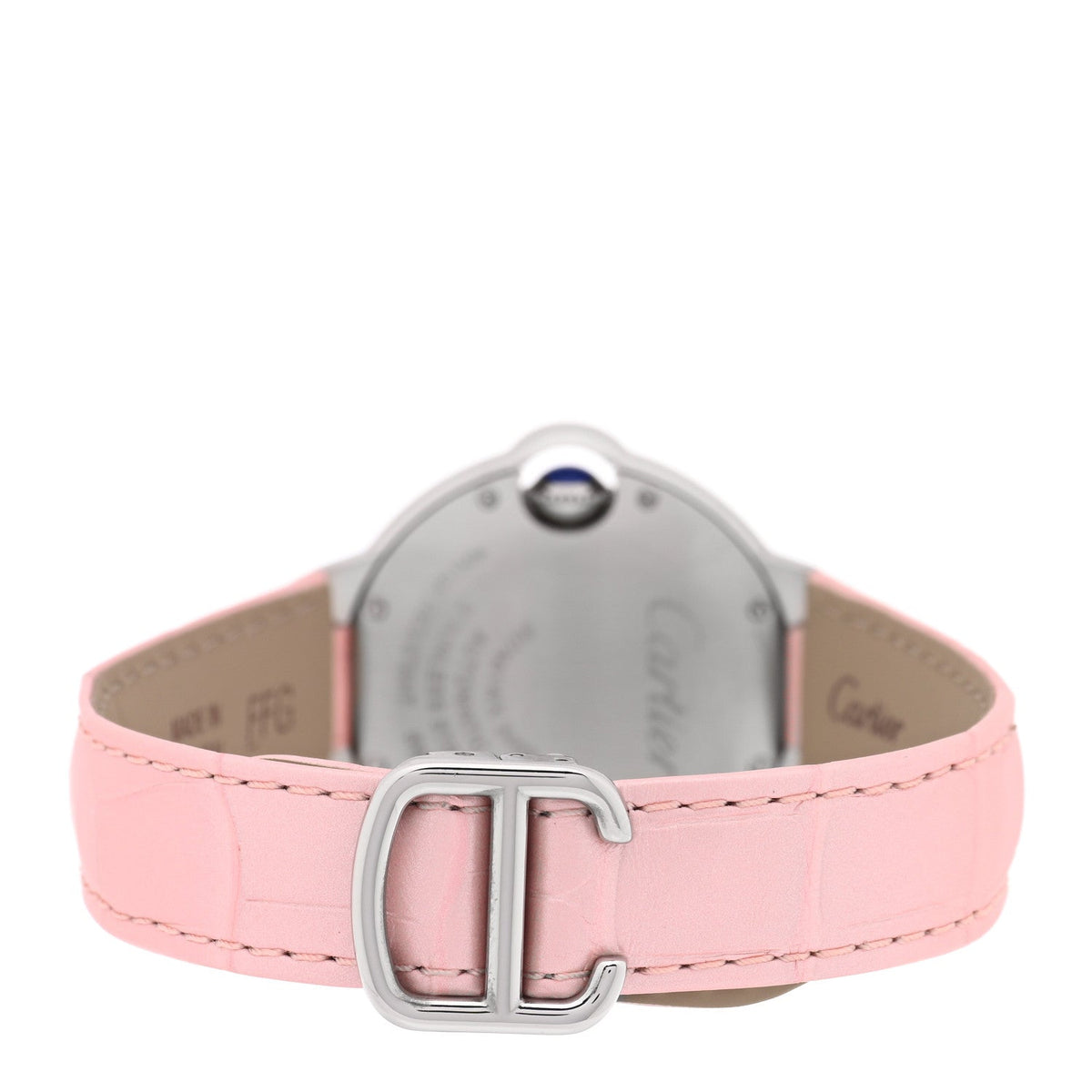 Cartier Stainless Steel Alligator 33mm Ballon Bleu Watch Pink