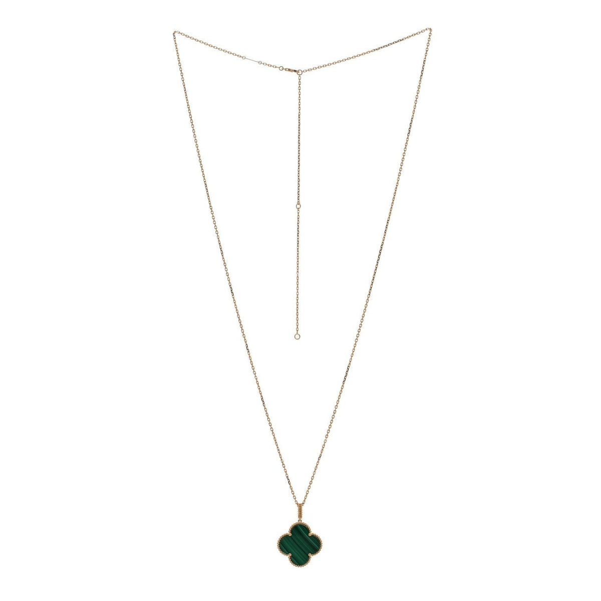 Van Cleef & Arpels 18K Yellow Gold Malachite Magic Alhambra Pendant Necklace
