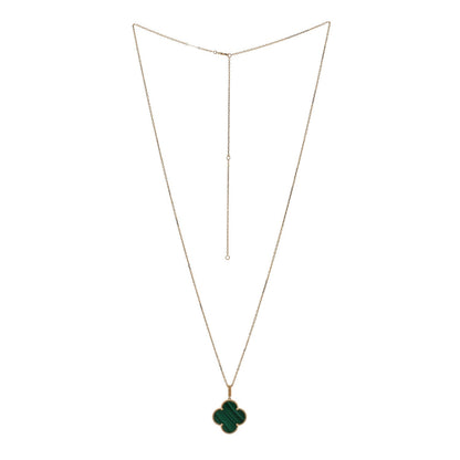 Van Cleef & Arpels 18K Yellow Gold Malachite Magic Alhambra Pendant Necklace