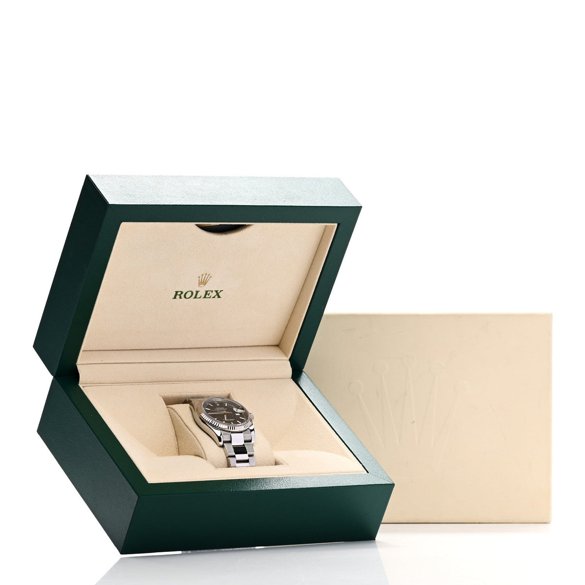 Rolex Stainless Steel 18K White Gold 36mm Datejust Watch Black 116234