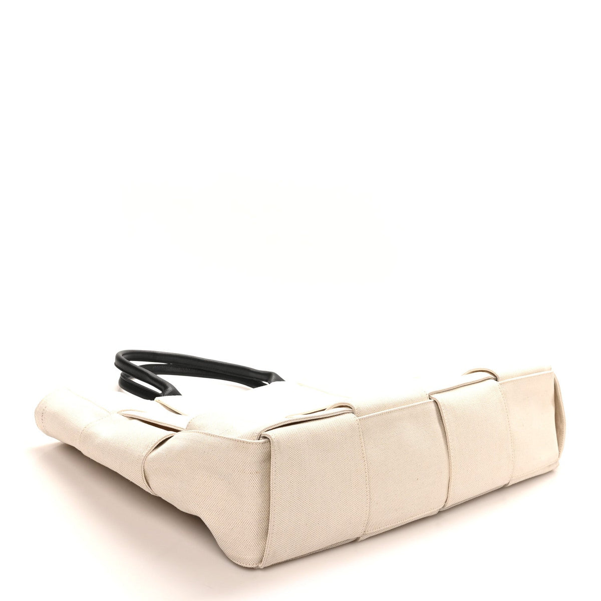Bottega Veneta Canvas Maxi Intrecciato Large Arco Tote Beige Black