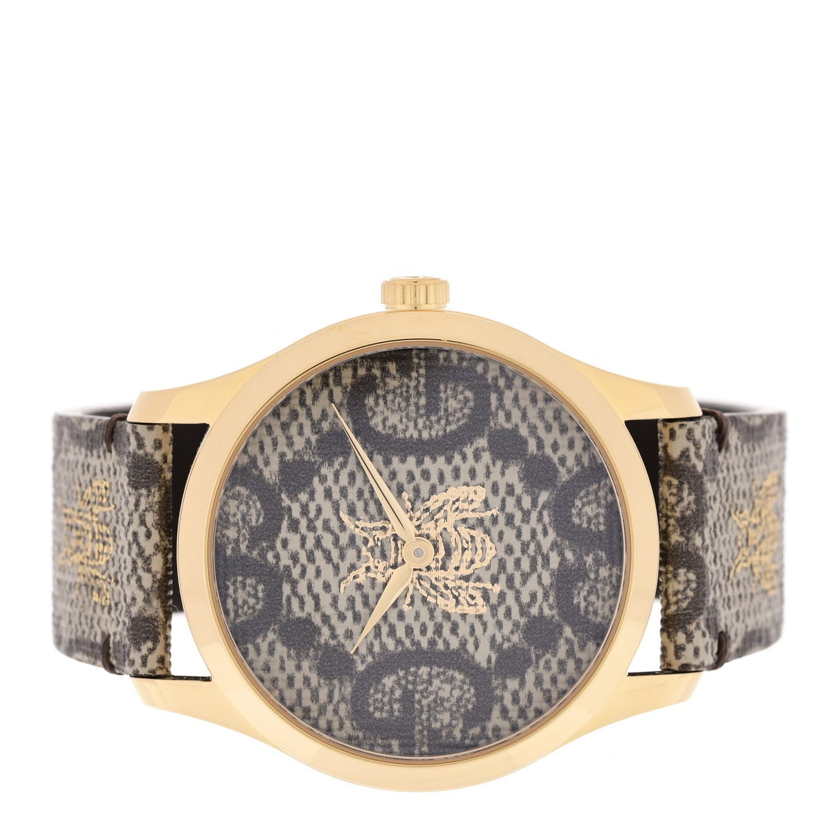Gucci Stainless Steel Canvas 38mm G-Timeless GG Supreme Bee Watch Brown