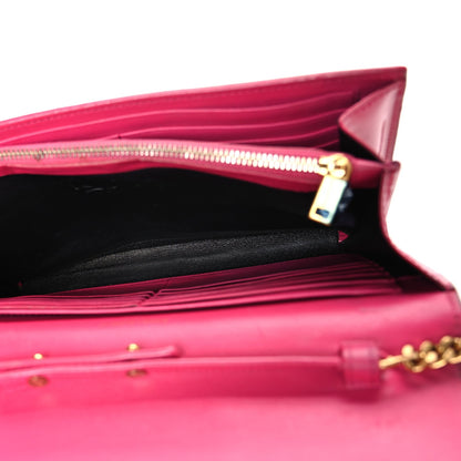 Saint Laurent Patent Calfskin Monogram Kate Wallet On Chain Fresh Fuxia