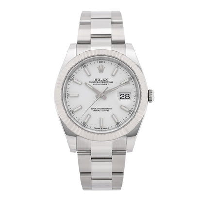 Rolex Stainless Steel 18K White Gold 41mm Datejust Watch Silver 116334