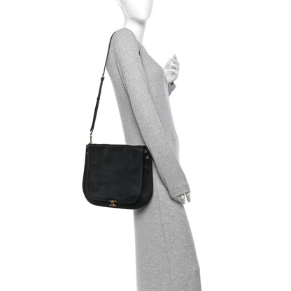 Celine Shiny Lambskin Soft Triomphe Besace Bag Black