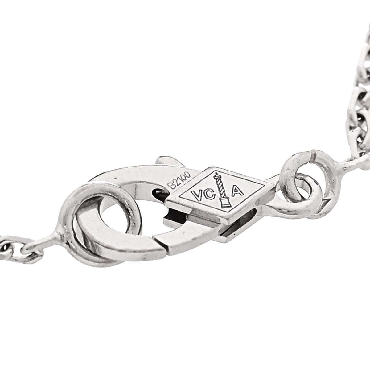 Van Cleef & Arpels 18K White Gold Diamond Mini Lotus Openwork Bracelet