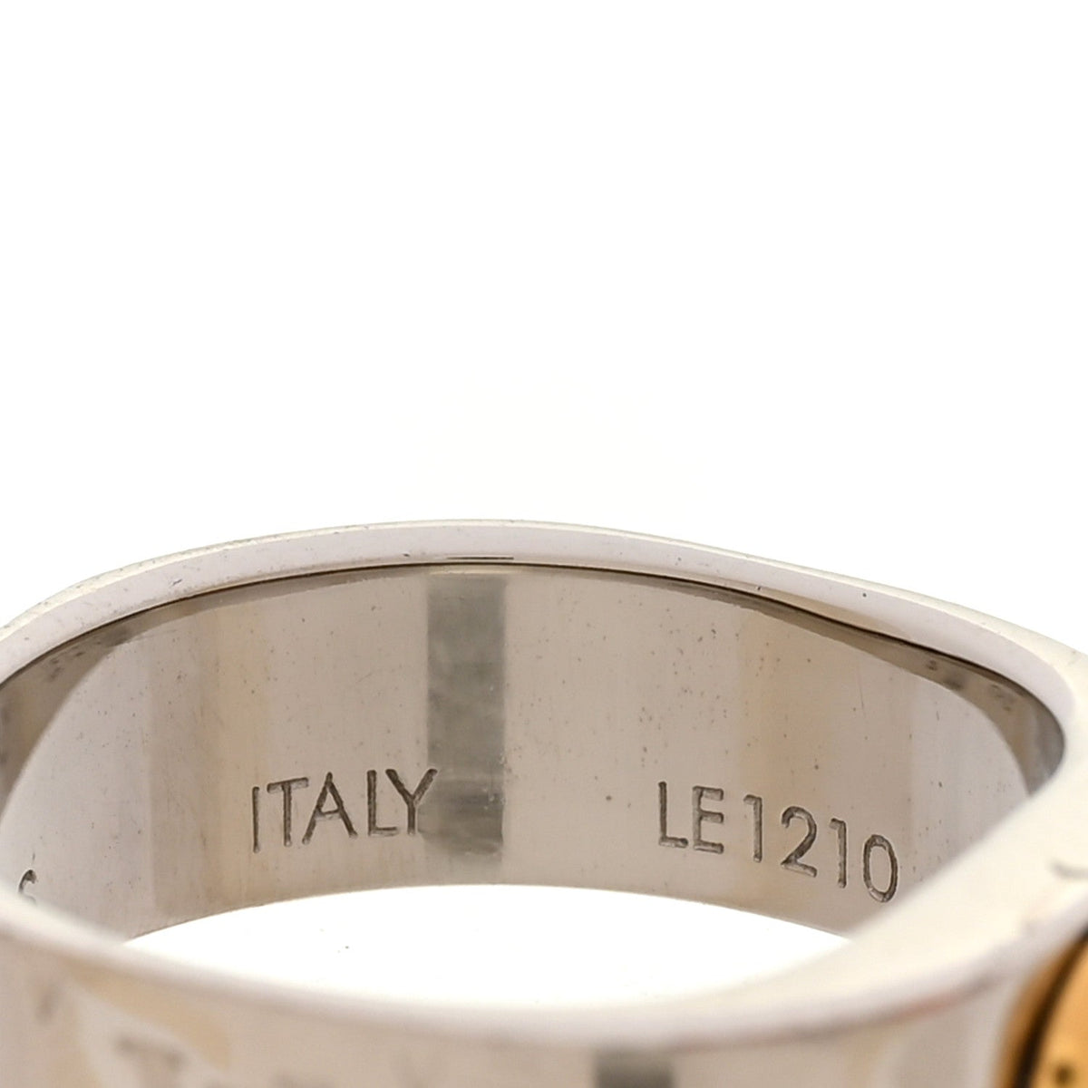 Louis Vuitton Brass Monogram Engraved Nanogram Ring S Palladium
