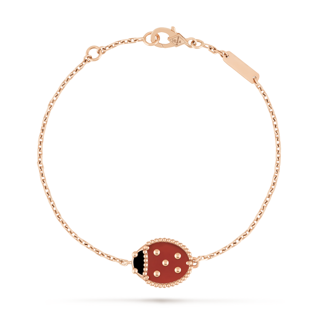 18K Rose Gold Onyx Carnelian VCA Lucky Spring Bracelet