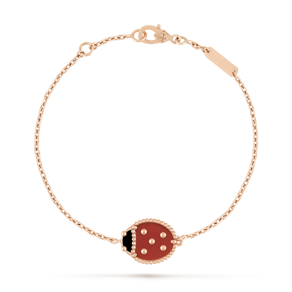 18K Rose Gold Onyx Carnelian VCA Lucky Spring Bracelet