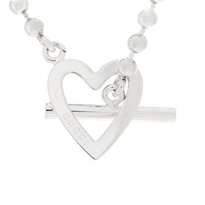Gucci Sterling Silver Heart Toggle Necklace 39.4cm