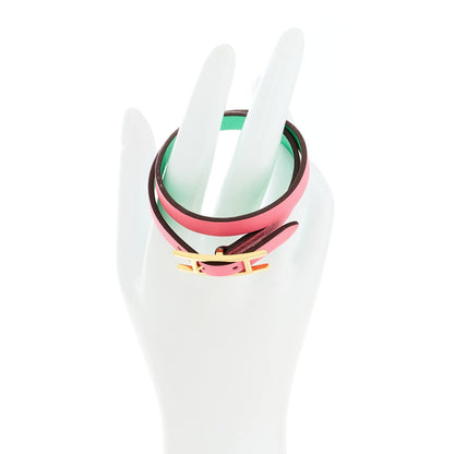 Hermes Swift Behapi Double Tour Bracelet T2 Rose Azalee Vert Comics