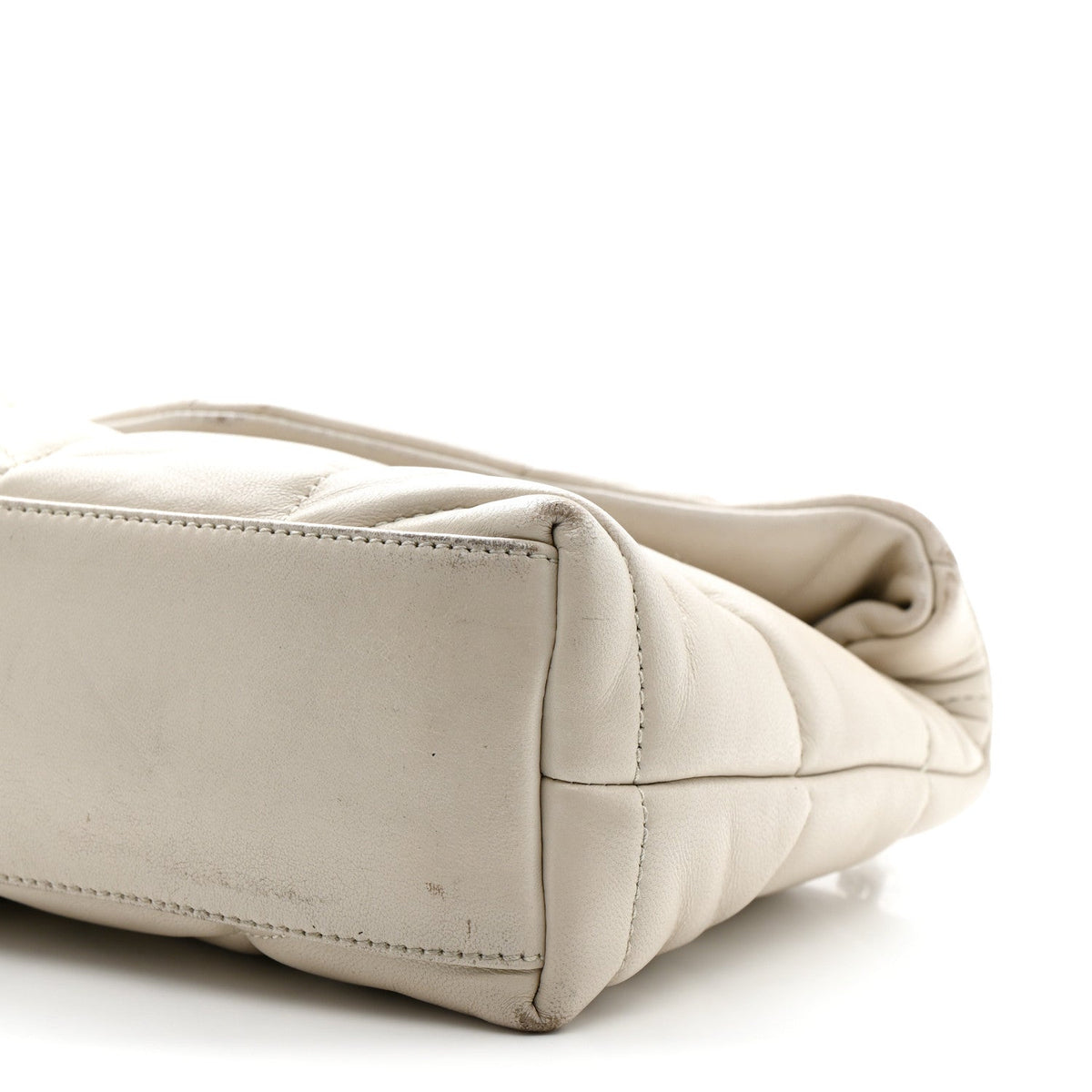 Saint Laurent Lambskin Toy Loulou Puffer Satchel Crema Soft